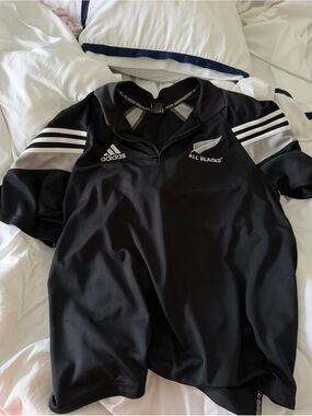 Adidas New Zealand All Blacks Rugby Polo Jersey Black